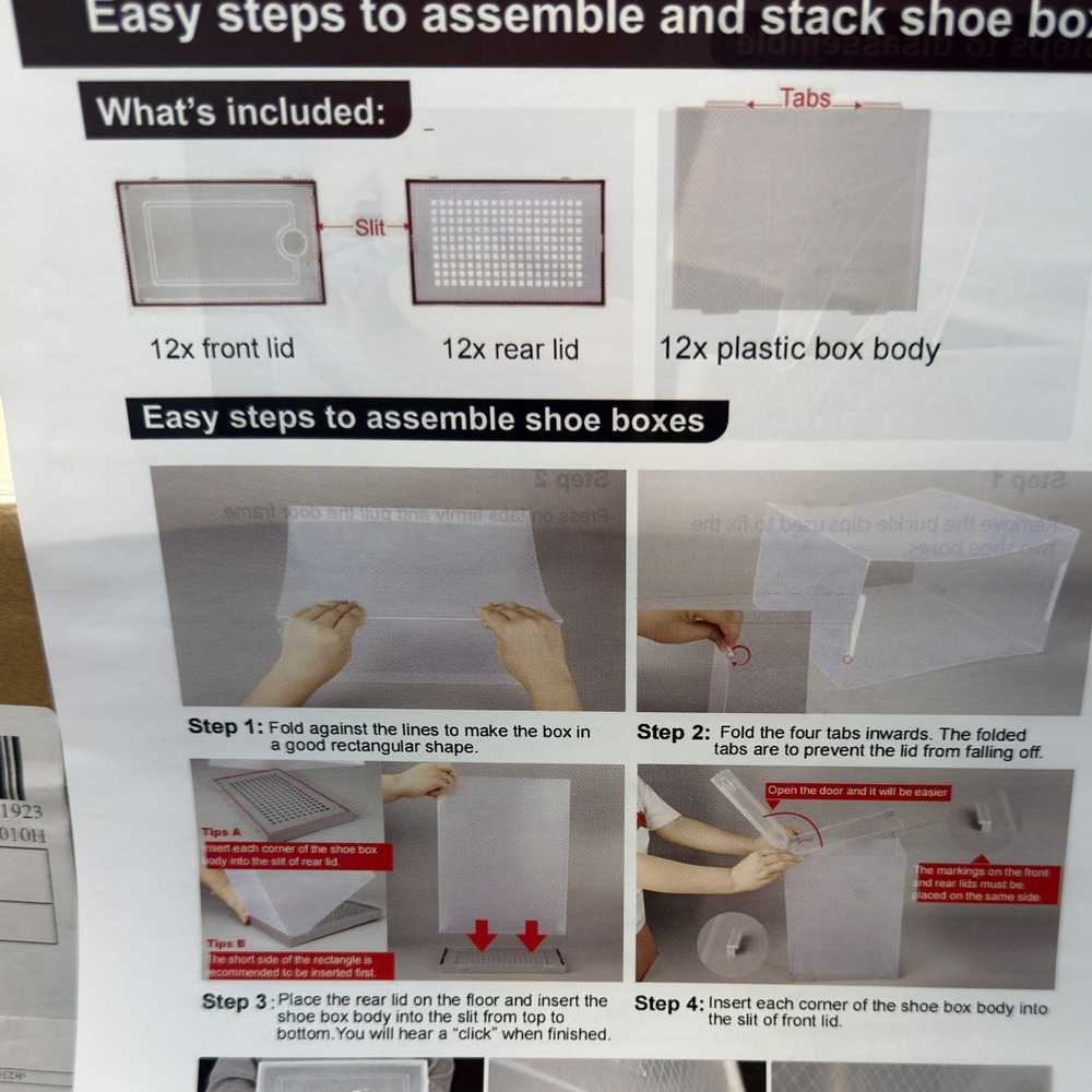 Unbranded Shoe Storage Boxes 12 Pack Clear New Stackable Plastic Organizers